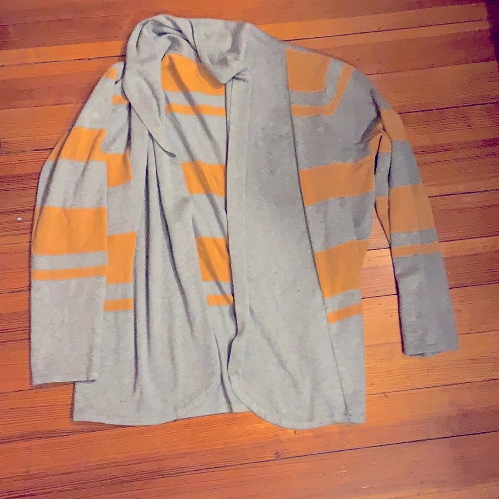 Goldenrod and gray striped cardigan